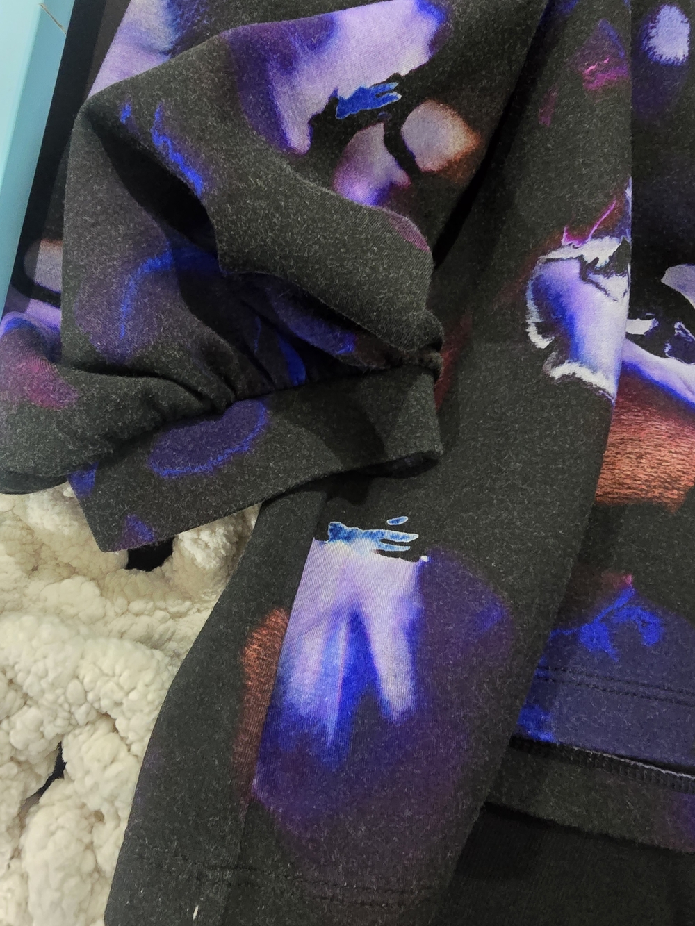 Chico's Black Floral-Print Long Sleeve Top with Purple & Rust Accents - Picture 5 of 5